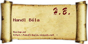 Handl Béla névjegykártya